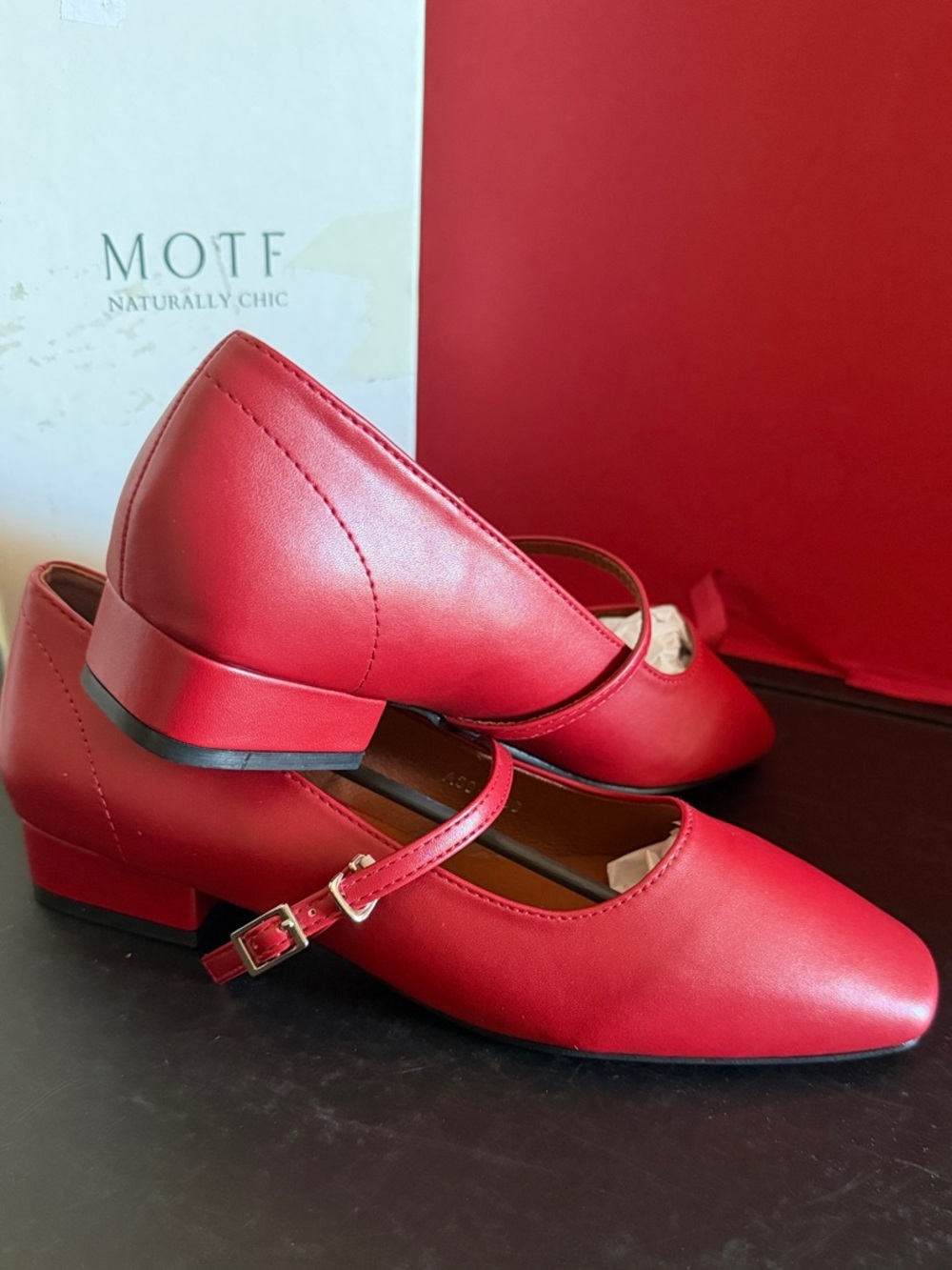 MOTF Red Mary Jane Flats with Adjustable Strap